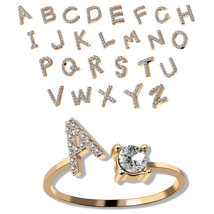 New Design Adjustable 26 Initial Letter Ring Fashion Jewelry For Women Simple Elegant Jewelry New Design Adjustable 26 Initial Letter Ring Fashion Jewelry For Women Simple Elegant Jewelry